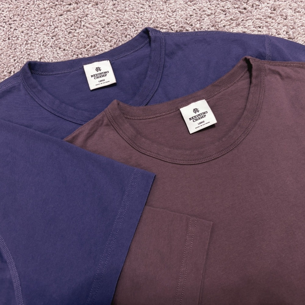 Reigning Champ T-Shirt Men Large 2 Pack Slim Solid 100% Cotton Crew Neck Tee Lot